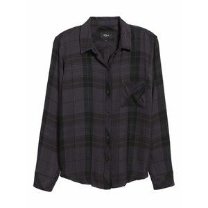 Rails Hunter Plaid Button-Up Pocket Shirt in Onyx Charcoal XS